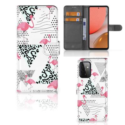 Samsung Galaxy A72 | Telefoonhoesje | Met pasjeshouder | Flamingo Triangle