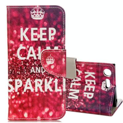 Voor Sony Xperia XZ1 Compact spiegelen prachtige KEEP CALM en SPARKLE woorden patroon horizontaal lederen draagtas met houder & Card Slots & portemonn Voor Sony Xperia XZ1 Compact spiegelen prachtige KEEP CALM en SPARKLE woorden patroon horizontaal lederen draagtas met houder & Card Slots & portemonn
