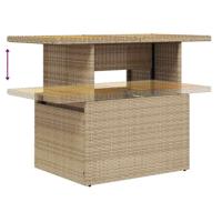 9-delige Loungeset met kussens poly rattan acacia beige - thumbnail
