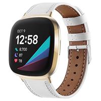 Fitbit Versa 3/4 & Sense 1/2 leren bandje - Wit - thumbnail
