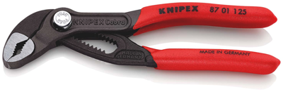 Knipex Cobra® Hightech-Waterpomptang | 125 mm Lengte | Anti-Slip | Kunststof Bekleed | Grijs Geatramenteerd - 87 01 125 SB Knipex Cobra® Hightech-Waterpomptang | 125 mm Lengte | Anti-Slip | Kunststof Bekleed | Grijs Geatramenteerd - 87 01 125 SB