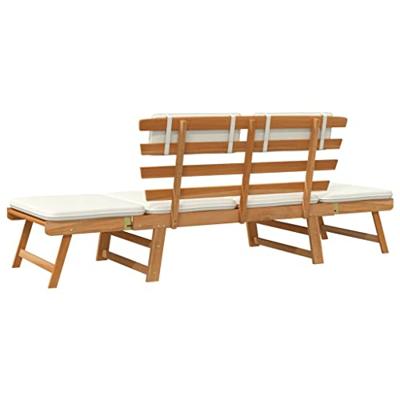 Tuinbank met kussens 2-in-1 190 cm massief acaciahout - thumbnail