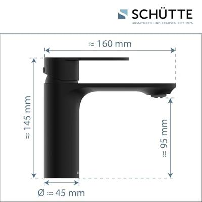 Schutte MONTANA wastafelmengkraan |Zwart Mat - 32316