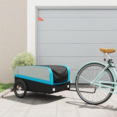 Fietstrailer 45 kg ijzer zwart en blauw Fietstrailer 45 kg ijzer zwart en blauw