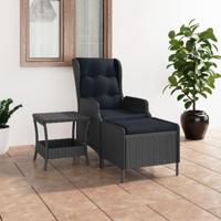 2-delige Loungeset met kussens poly rattan donkergrijs - thumbnail
