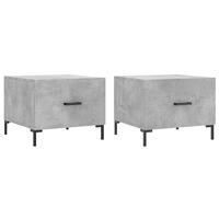 Salontafels 2 st 50x50x40 cm bewerkt hout betongrijs - thumbnail