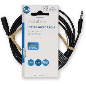 Nedis CAGL22050BK20 Stereo-audiokabel 3,5 Mm Male 3,5 Mm Female Vernikkeld 2.00 M Rond Zwart Label