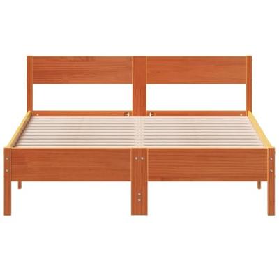 Bedframe met hoofdbord massief grenenhout wasbruin 120x200 cm - thumbnail