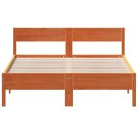 Bedframe met hoofdbord massief grenenhout wasbruin 120x200 cm - thumbnail