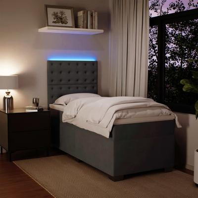 Boxspring met matras fluweel donkergrijs 120x200 cm