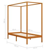 Hemelbedframe massief grenenhout honingbruin 90x200 cm - thumbnail