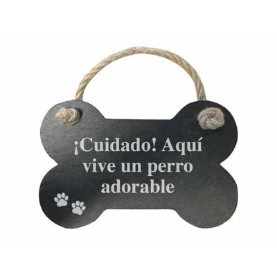 Ophangdecoratie Magnet & Steel Cuidado aquí vive un perro adorable Bot Raad van bestuur Touw