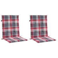 VidaXL Tuinstoelkussens 2 st 100x50x3 cm oxford stof ruitpatroon rood - thumbnail