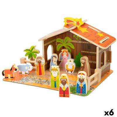 Kerststal set Woomax Hout 29,5 x 16,5 x 22 cm (20 Onderdelen) (6 Stuks)