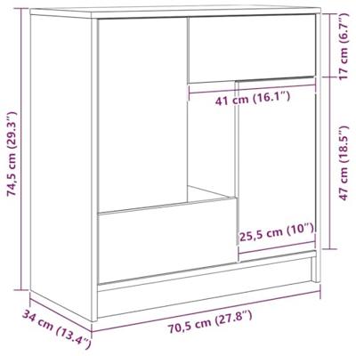 Dressoir met lades en deuren 70,5x34x74,5 cm grijs Sonoma Dressoir met lades en deuren 70,5x34x74,5 cm grijs Sonoma