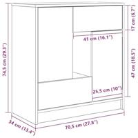 Dressoir met lades en deuren 70,5x34x74,5 cm grijs Sonoma - thumbnail