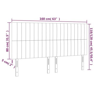 Hoofdborden 4 st 100x5x78/88 cm stof crèmekleurig