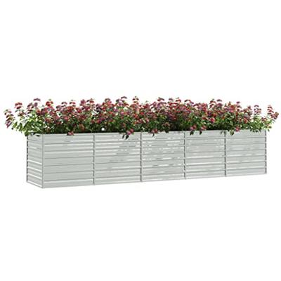 Plantenbak verhoogd 400x80x45 cm gegalvaniseerd staal zilver - thumbnail