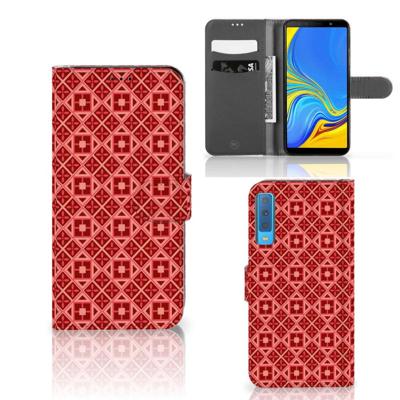 Samsung Galaxy A7 (2018) Telefoon Hoesje Batik Rood Samsung Galaxy A7 (2018) Telefoon Hoesje Batik Rood