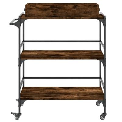 Keukentrolley 81,5x41x92,5 cm bewerkt hout gerookt eikenkleurig