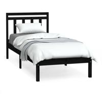 Bedframe massief hout zwart 75x190 cm - thumbnail