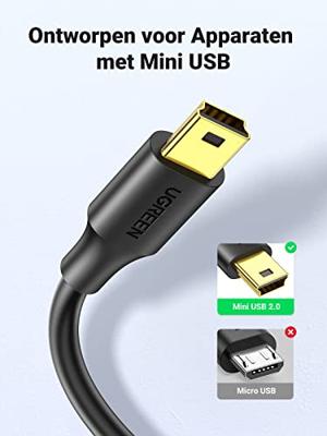 Ugreen USB-kabel - mini USB 480 Mbps 3 m US132 (zwart)