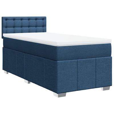 Boxspring met matras stof blauw 90x200 cm