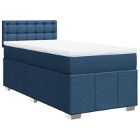 Boxspring met matras stof blauw 90x200 cm - thumbnail