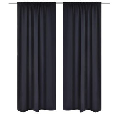 VidaXL Gordijnen met gleuven 135 x 245 cm zwart 2 st VidaXL Gordijnen met gleuven 135 x 245 cm zwart 2 st