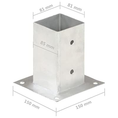 VidaXL Paalankers 4 st 81 mm gegalvaniseerd metaal VidaXL Paalankers 4 st 81 mm gegalvaniseerd metaal