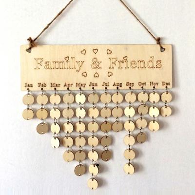 2 PC'S houten DIY Festival speciale datum herinnering plan plaque decoratie