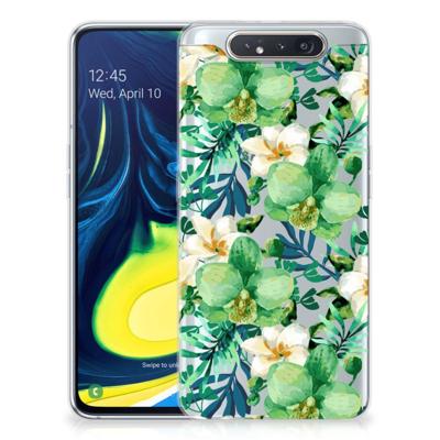 Samsung Galaxy A80 | TPU Case | Orchidee Groen Samsung Galaxy A80 | TPU Case | Orchidee Groen