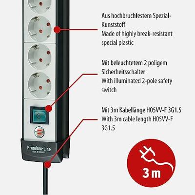 Brennenstuhl Premium-Line stekkerdoos 10-voudig zwart/lichtgrijs 3m H05VV-F 3G1,5 - 1951500100