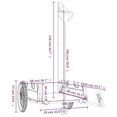 Fietstrailer oxford stof en ijzer oranje en zwart Fietstrailer oxford stof en ijzer oranje en zwart
