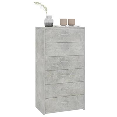 Dressoir met 6 lades 50x34x96 cm bewerkt hout betongrijs