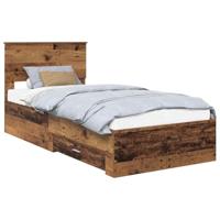 Bedframe met hoofdeinde Oudhout 90 x 190 cm Bewerkt hout - thumbnail