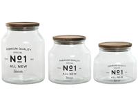 Set van 3 Potjes Home ESPRIT Natuurlijk Kristal Acacia 1,5 L 2 L 3 L 16 x 16 x 21 cm - thumbnail