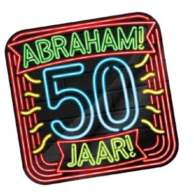 NEON Deurbord Abraham 50 jaar