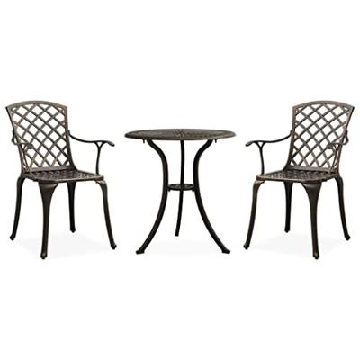 VidaXL 3-delige bistroset gietaluminium bronskleurig VidaXL 3-delige bistroset gietaluminium bronskleurig