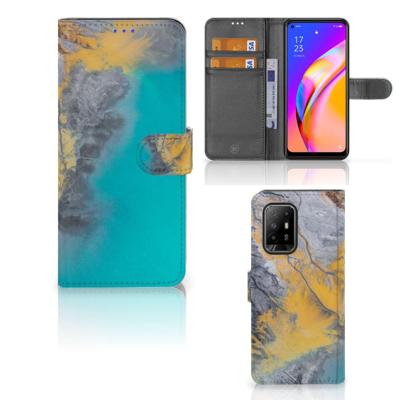 OPPO Reno5 Z | A94 5G | Bookcase | Marble Blue Gold OPPO Reno5 Z | A94 5G | Bookcase | Marble Blue Gold