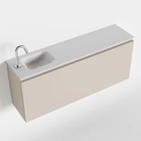 MONDIAZ OLAN 120cm toiletmeubel linen. LEX wastafel talc links 1 kraangat - thumbnail