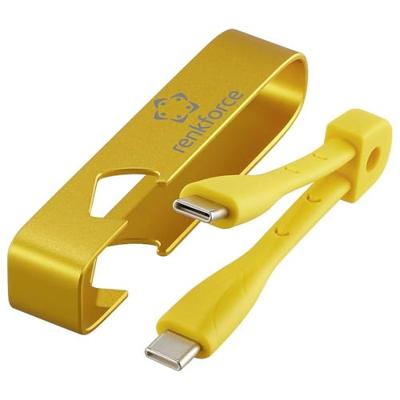Renkforce RF-6721082 USB-kabel USB 2.0 USB-C stekker 0.15 m Geel Sleutelhanger, Flesopener
