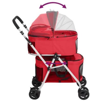 VidaXL Hondenwagen 2-laags inklapbaar 83x48x97 cm oxford stof rood