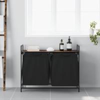 Wasmand 2 vakken met plank gerookt eikenkleurig - thumbnail