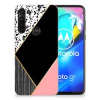 Motorola Moto G8 Power | TPU Hoesje | Zwart Roze Vormen - thumbnail