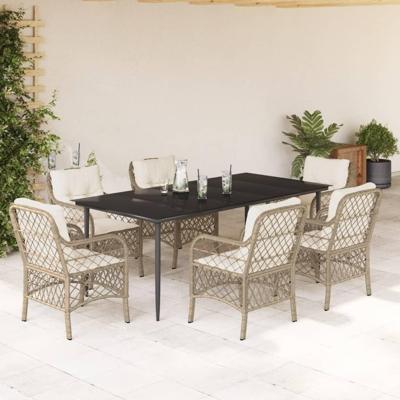 7-delige Tuinset met kussens poly rattan beige 7-delige Tuinset met kussens poly rattan beige