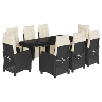 9-delige Tuinset poly rattan zwart