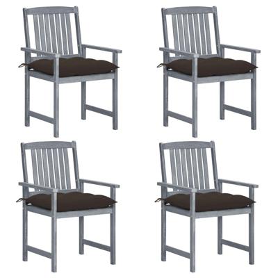 Tuinstoelen 4 st met kussens massief acaciahout grijs