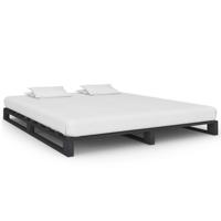 Bedframe pallet massief grenenhout grijs 180x200 cm - thumbnail
