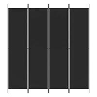 Kamerscherm met 4 panelen 200x220 cm stof zwart - thumbnail